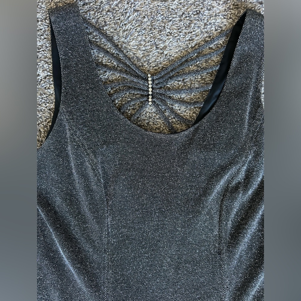 Vintage Molly Malloy Evening full length black and metallic silver dress size 12 - Picture 7 of 12